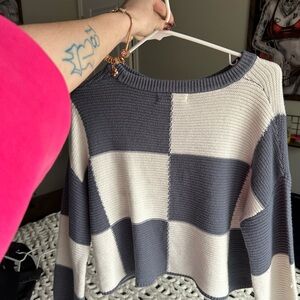 Striped navy blue and Cream Women's Sweater